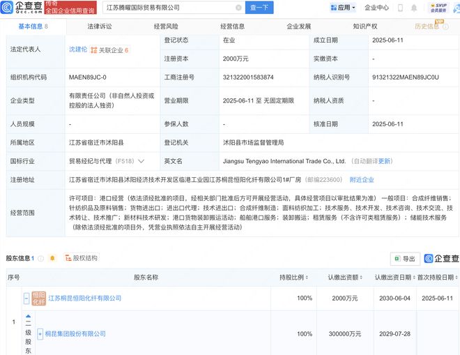 桐昆股份投資成立國(guó)際貿(mào)易新公司，拓展針紡織品及原料銷售業(yè)務(wù)
